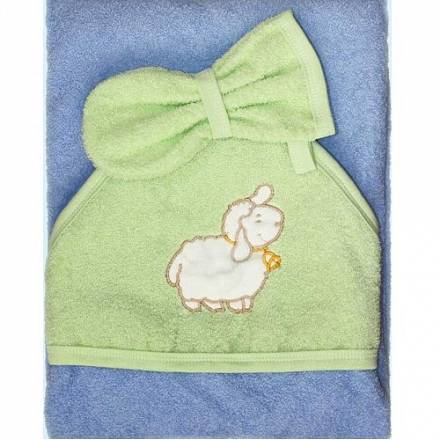 Пеленка-полотенце с варежкой – Веселые овечки, голубой 